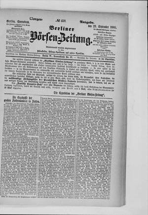 Berliner Börsen-Zeitung vom 29.09.1888