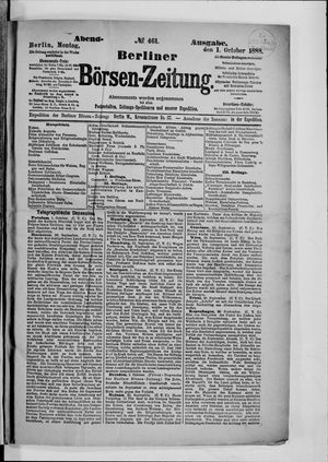 Berliner Börsen-Zeitung vom 01.10.1888