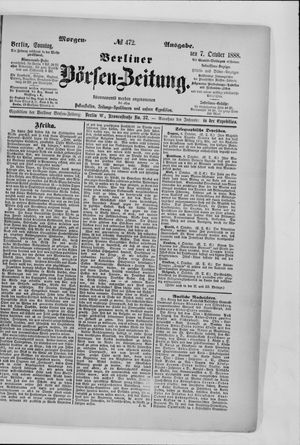 Berliner Börsen-Zeitung vom 07.10.1888