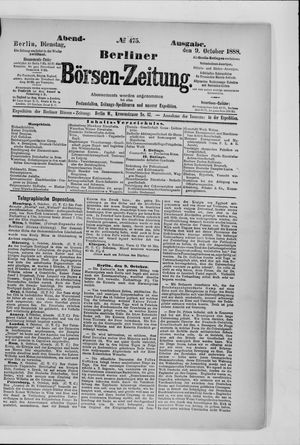 Berliner Börsen-Zeitung vom 09.10.1888