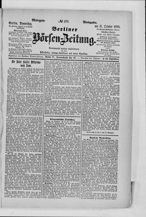 Berliner Börsen-Zeitung vom 11.10.1888