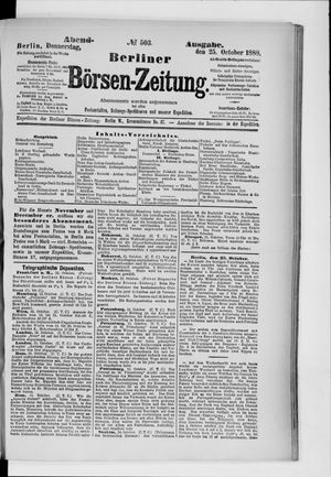 Berliner Börsen-Zeitung vom 25.10.1888