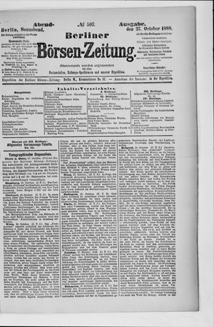 Berliner Börsen-Zeitung vom 27.10.1888