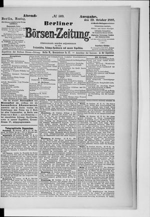 Berliner Börsen-Zeitung vom 29.10.1888