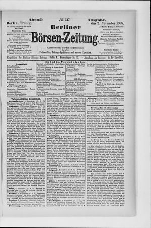 Berliner Börsen-Zeitung vom 02.11.1888