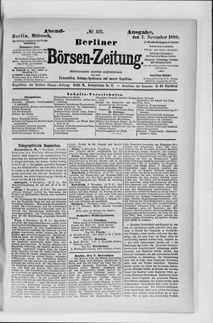 Berliner Börsen-Zeitung vom 07.11.1888