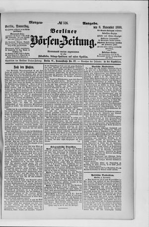 Berliner Börsen-Zeitung vom 08.11.1888