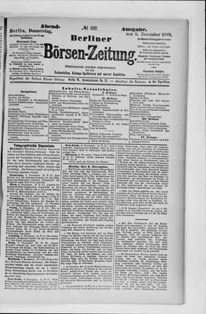 Berliner Börsen-Zeitung vom 08.11.1888