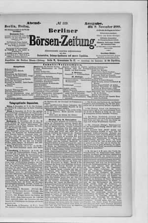 Berliner Börsen-Zeitung vom 09.11.1888