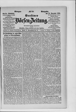 Berliner Börsen-Zeitung vom 10.11.1888