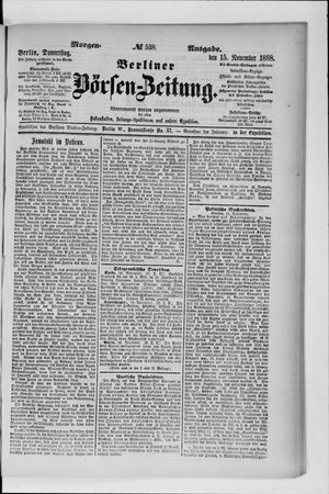 Berliner Börsen-Zeitung vom 15.11.1888