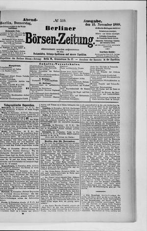 Berliner Börsen-Zeitung vom 15.11.1888