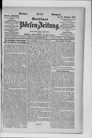 Berliner Börsen-Zeitung vom 17.11.1888