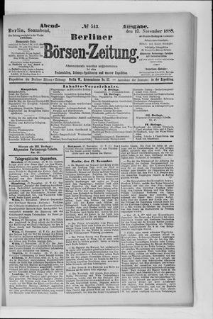 Berliner Börsen-Zeitung vom 17.11.1888