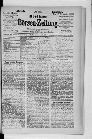 Berliner Börsen-Zeitung vom 19.11.1888