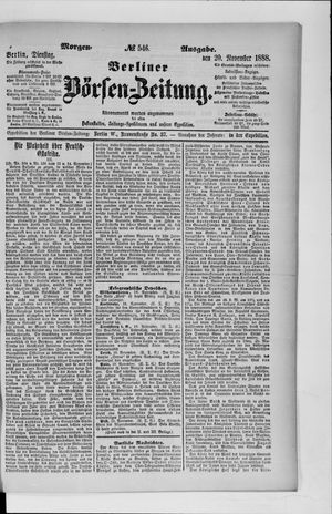 Berliner Börsen-Zeitung vom 20.11.1888