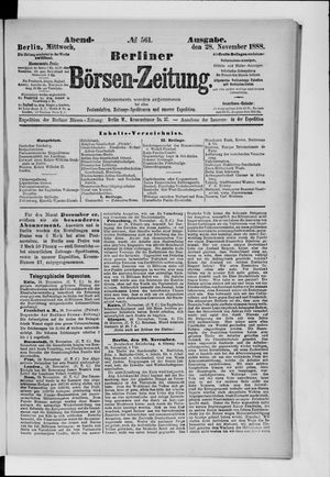Berliner Börsen-Zeitung vom 28.11.1888