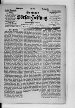 Berliner Börsen-Zeitung vom 01.12.1888
