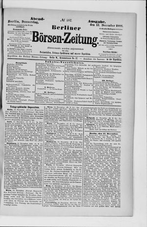 Berliner Börsen-Zeitung vom 13.12.1888
