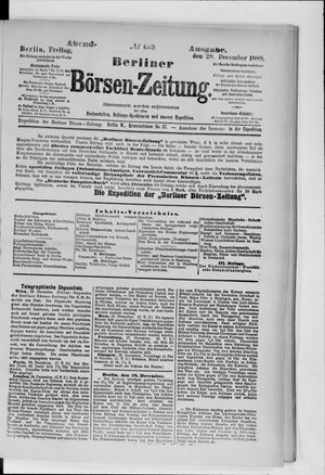 Berliner Börsen-Zeitung vom 28.12.1888