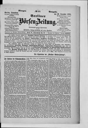 Berliner Börsen-Zeitung vom 29.12.1888