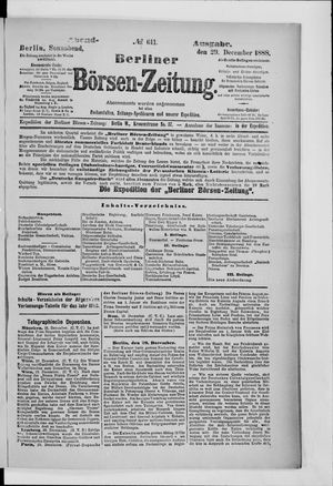 Berliner Börsen-Zeitung vom 29.12.1888