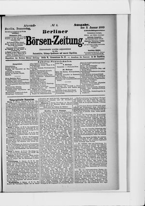 Berliner Börsen-Zeitung vom 03.01.1889