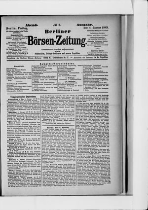 Berliner Börsen-Zeitung vom 04.01.1889