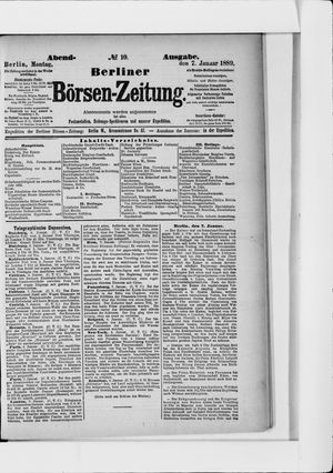 Berliner Börsen-Zeitung vom 07.01.1889