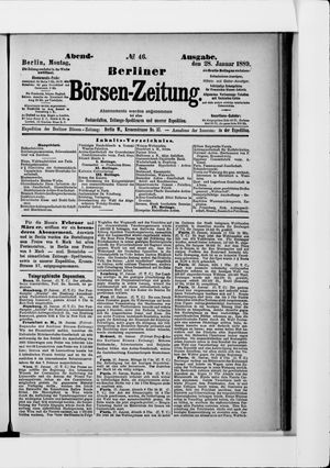 Berliner Börsen-Zeitung on Jan 28, 1889