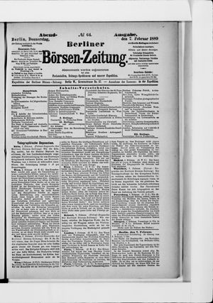 Berliner Börsen-Zeitung on Feb 7, 1889