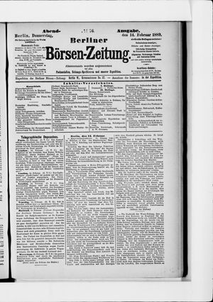 Berliner Börsen-Zeitung vom 14.02.1889