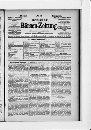 Berliner Börsen-Zeitung vom 19.02.1889