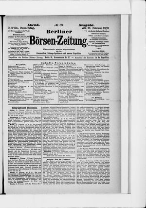 Berliner Börsen-Zeitung on Feb 21, 1889