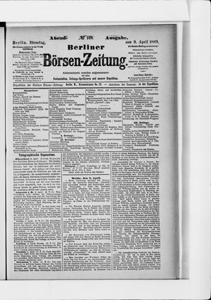 Berliner Börsen-Zeitung on Apr 9, 1889