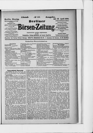 Berliner Börsen-Zeitung vom 23.04.1889