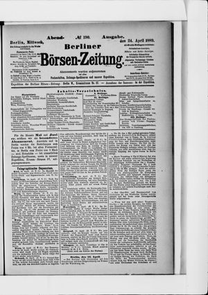 Berliner Börsen-Zeitung on Apr 24, 1889