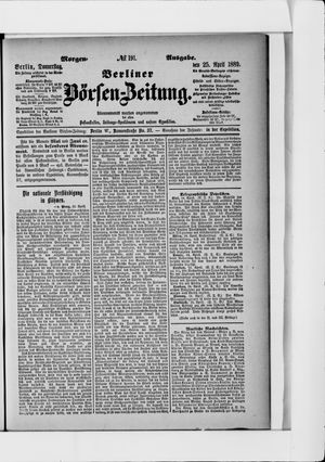 Berliner Börsen-Zeitung vom 25.04.1889