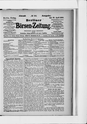 Berliner Börsen-Zeitung vom 26.04.1889