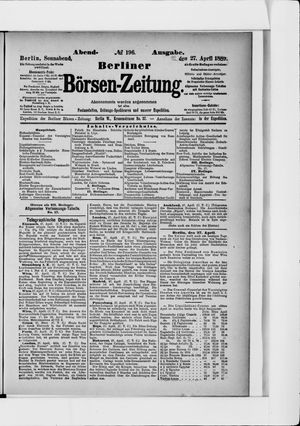 Berliner Börsen-Zeitung vom 27.04.1889