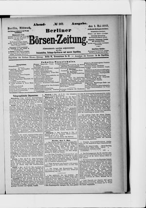 Berliner Börsen-Zeitung vom 01.05.1889