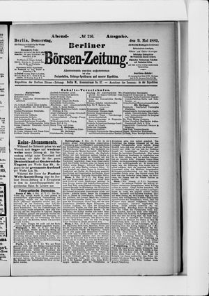 Berliner Börsen-Zeitung on May 9, 1889