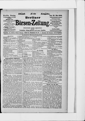 Berliner Börsen-Zeitung vom 20.05.1889