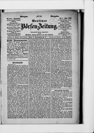 Berliner Börsen-Zeitung vom 01.06.1889