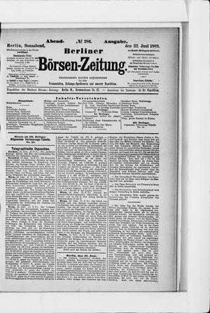 Berliner Börsen-Zeitung vom 22.06.1889
