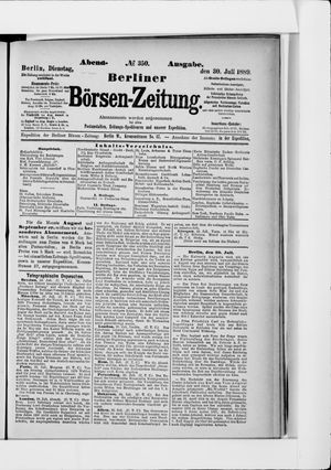 Berliner Börsen-Zeitung vom 30.07.1889