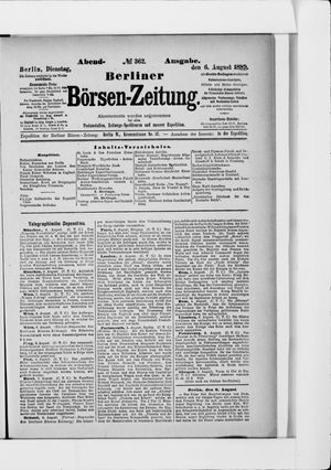 Berliner Börsen-Zeitung on Aug 6, 1889