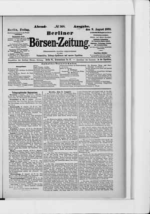 Berliner Börsen-Zeitung vom 09.08.1889