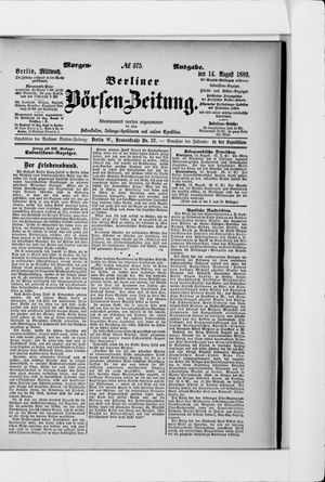 Berliner Börsen-Zeitung vom 14.08.1889