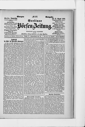 Berliner Börsen-Zeitung vom 15.08.1889